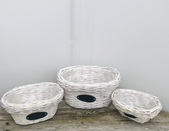 Wicker Weidenkorb Körbe weiß Satz 3pcs