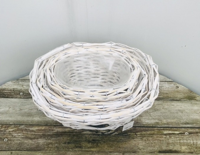 Wicker Weidenkorb Körbe weiß Satz 3pcs