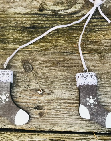 Hölzerne Socken Ornamente 2pcs