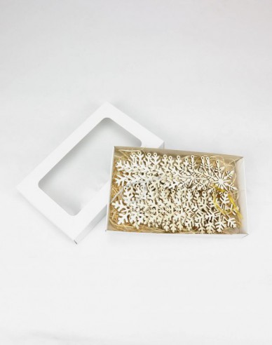 Set mit Schneeflocken - Schachtel mit Weihnachtsschmuck