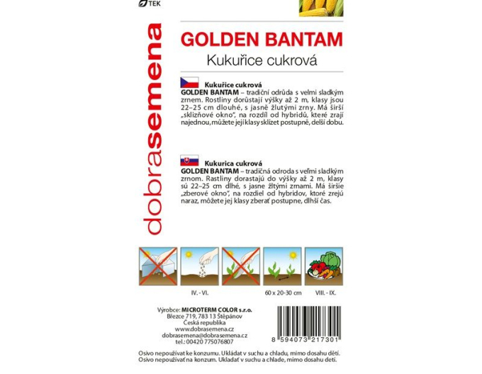 Dobrá semená Zuckermais Golden Bantam
