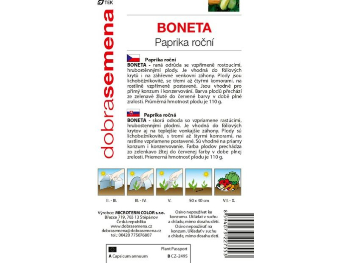 Dobra semena Paprika Boneta