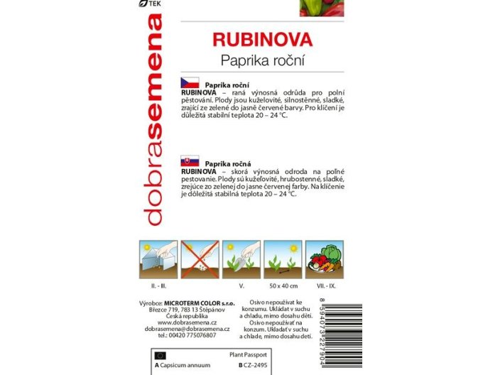 Dobrá semená Paprika Rubinova
