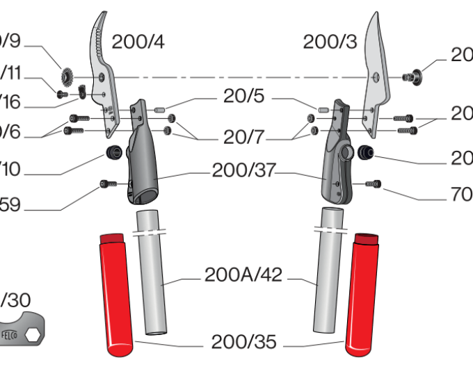 FELCO 200A-60 Zweihand-Astschere